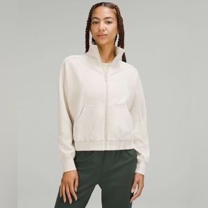 NWT Lululemon Brushed Softstreme Funnel Neck Zip Up Natural Ivory Size 8